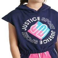 Justice Girls J -Sport odsječen Hoodie, veličine XS -xl Plus