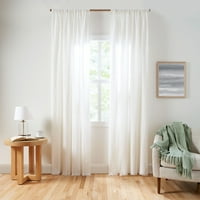 Gap Home teksturirani organski pamučni prozorski par s rubom, bijelim, 48 x95