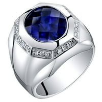 Muški CT stvorio je Sapphire Octagon Signitet Ring u Sterling Silver