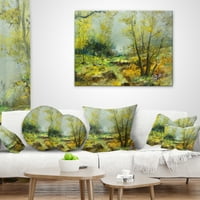 Dizajnerski zeleno-žuti jastuk s printom deep forest - landscape - 12.20