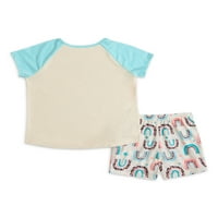 Gornji dio kratkih rukava i kratke hlače za djevojčice, 4-dijelni set za spavanje, veličine 4 i plus
