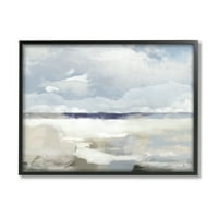 Stupell Industries slojevita apstraktna plaža krajolik daleke kopnene oblake slikanje crne uokvirene umjetničke print zidne umjetnosti,