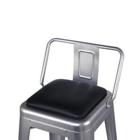 Metalne stolice s niskim naslonom za šank Bucket sa veganskim kožnim sjedalom u srebrnoj boji, set od 2