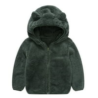 Debeli kaput s kapuljačom s patentnim zatvaračem sa slatkim ušima za dječake, topla gornja odjeća u tamno sivoj boji 110