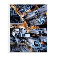 Stupell Industries Urban City Streets Aerial Building Architecture Zidna ploča od Photoinc Studio