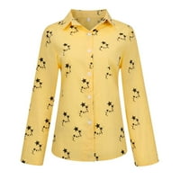 Rasprodaja A-listera Ženski topovi ležerna bluza s reverom dugih rukava široka majica s printom kardigan na kopčanje