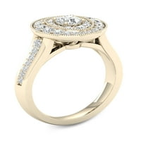 Imperial 1CT TDW Diamond 14K žuti zlatni halo zaručnički prsten