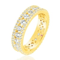 Adina & Co. Zlatni prsten od kubnog cirkonija od srebra, bijeli trodijelni Moderni prsten.
