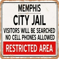 Metalni znak-reprodukcija gradskog zatvora u Memphisu-Vintage zahrđali izgled