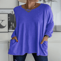 Ženska obična prevelika majica dugih rukava s okruglim vratom od A$$, bluza od tunike s visokim usponom, vrhovi, široka jednobojna