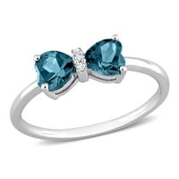 Miabella Ženska karat T.G.W. Srčani izrezan nebesko plavi topaz dijamantni naglasak 10kt bijeli zlatni prsten
