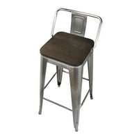 Dizajnerska skupina metalne stolice s niskim leđima s drvenim sjedalom, Gunmetal