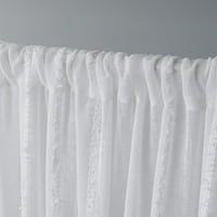 Ekskluzivne kućne zavjese u A-listeru ukrašene prozirnom lanenom trakom, par džepnih zavjesa, 54.108, zimsko bijela