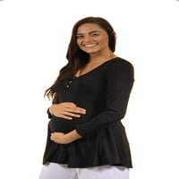 Majčinski ženski dugi rukav Tri gumba Henley Tunik Tonika