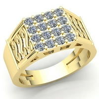 Muški klasični zaručnički prsten za godišnjicu s dijamantom okruglog reza od 0,2 karata u čvrstom ružičastom, bijelom ili žutom zlatu