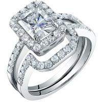 CT Moissanite Halo zaručnički prsten vjenčani bend Bridal Set u sterlingu srebra