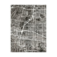 Zaštitni znak likovna umjetnost 'Albuquerque New Mexico City Street Map Black Canvas Art od Michaela Tompsetta