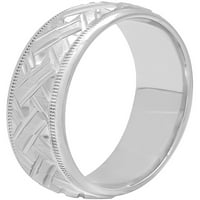 Muški prsten za tkanje košarice od srebra sa sitnozrnatim detaljima oko ruba