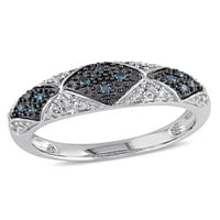 Jubilarni prsten od srebra s plavim i bijelim dijamantom u karatima