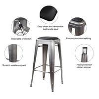Dizajnerska grupa visina metalne stolice bez veganskih kožnih sjedala, Gunmetal, set od 2