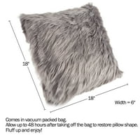 Somerset Home Himalayan Fau Fur Pillow - 18 ”luksuzni kvadratni naglasak za dekor jastučni poklopac i umetak, sivi