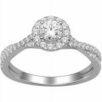 10k dijamantni zaručnički prsten od 10k bijelog zlata s jednim oreolom