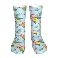 Ptica Flamingo s tropskim cvijećem čarape za žene i muškarce novost šarene čarape za posadu Ležerne čarape sa smiješnom haljinom