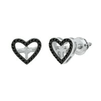 Naušnice s klinovima u kolekciji u obliku dijamanta u obliku dijamanta s malim križem u obliku otvorenog srca za žene od srebra s