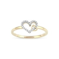 1 10CT TDW Diamond 10K žuto zlato modni prsten otvorenog srca