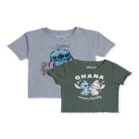 Lilo & Stitch Girls grafičke majice s kratkim rukavima, 2-pak, veličine 4- & Plus