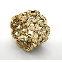 1 karatni prirodni dijamant okruglog reza ženski cvijet puna vječnost zaručnički prsten za godišnjicu braka od punog zlata 10K 91