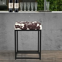 Dizajnerska grupa Counter visina metalna barstool sa smeđom sjedalom od kravlje tkanine, set od 6