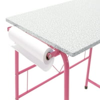Alfa dvodijelni metalni i drveni umjetnički stol i stolica, ružičasta