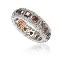 Moderni prsten od srebra u srebrnom kubičnom cirkoniju u smeđoj i bijeloj boji