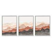 Studell jugozapadno Crags Mountain Peaks Pejzažno slikanje siva uokvirena umjetnička print zidna umjetnost, set od 3