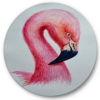 Designart 'Sažetak portret Pink Flamingo IV' Farmhouse Circle Metal Wall Art - Disk od 11