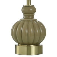 Tan Bridgewater - smeđa staklena i zlatna čelična stolna svjetiljka s bijelom nijansom
