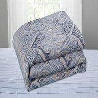 Osnove 6- plavi art deco Damask krevet u setu za torbu, pun