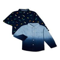 Wonder Nation Baby and Toddler Boy Boy Button-up majice, 2-pack, veličine 12m-5T
