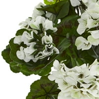 Umjetni cvjetni grm gotovo prirodne bijele pelargonije otporan na UV zrake, set od 3