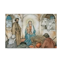 Likovna umjetnost s potpisom rođenje u Betlehemu, ulje na platnu Antona peeka