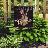 Crvena zastava Rockabilli Boogie Vintage Pinup rock girl igra u vrtu Ukrasna zastava Kućni natpis