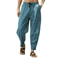 Muške teretne hlače proljetne i ljetne hlače Ležerne svestrane jednobojne pamučne lanene široke hlače modne hlače za plažu