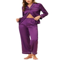 Jedinstvene ponude ženske pidžame salonke duge rukave vrhovi i hlače satenski setovi za spavanje
