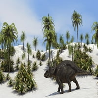 Triceratops u tropskom okruženju ispis plakata