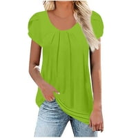 Ženske majice plus size ženske jednobojne Ženske bluze s okruglim vratom s rukavima pumpe ženske Ležerne košulje Zelena;