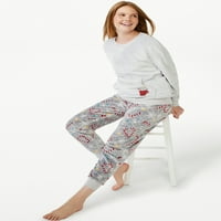 Joyspun ženski plišani vrh dugih rukava i pidžama set hlača, 2-komad, veličine xs do 3x