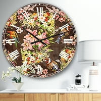 Dizajnerski tradicionalni zidni sat šarene ptice i cvijeće