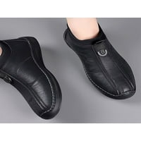 Muške kožne cipele s okruglim nožnim prstima, poslovne casual cipele, neklizajuće mokasine, vanjske tenisice za vožnju, Crna, Plišana