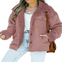 Ženske jakne od baršuna s reverima i pahuljastim manšetama, ugodni kaputi s dugim rukavima, jakna